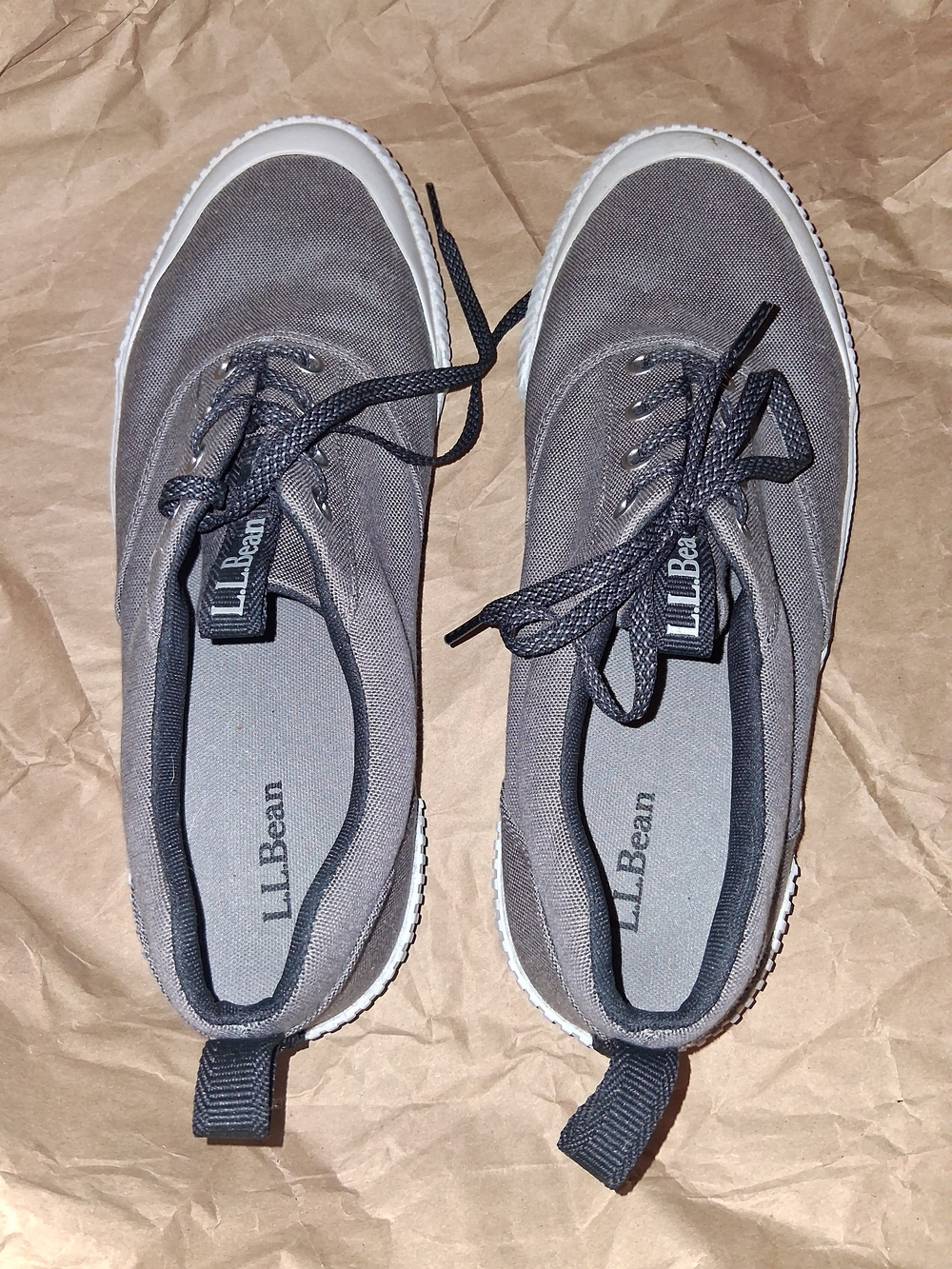 L.L. Bean Men's Gray Canvas Lace-Up Shoes Size 10.5